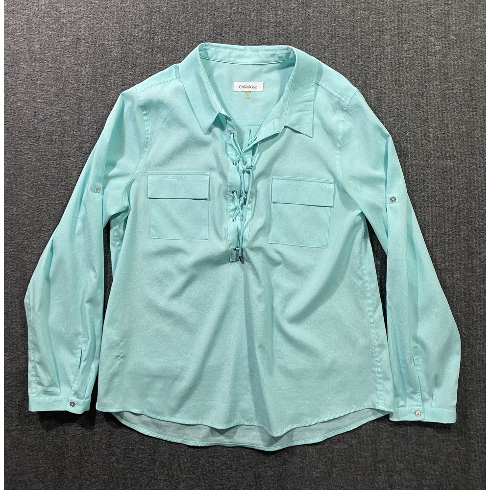 CALVIN KLEIN WOMEN'S MINT GREEN LONG SLEEVE TOP SIZE L